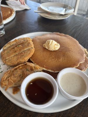 Choking and pancakes   at Something Vegan in Toluca Lake