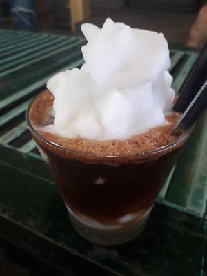 Vegan cocnut coffee at Chookie's Beer Garden in Ninh Binh