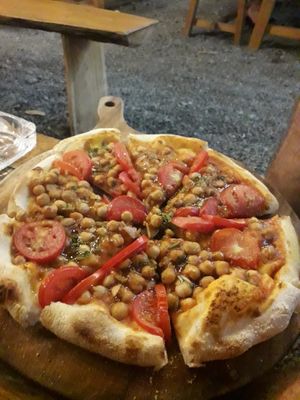 Bbq chickpea pizza without cheese at Chookie's Beer Garden in Ninh Binh