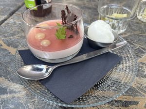 Panna cotta and lemon sorbet  at NUL73 in Den Bosch