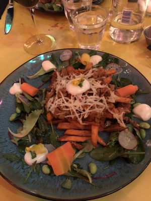 Heerlijke Vegan Kapsalon. Ziet er prachtig uit.. beetje aan de prijs maar we hebben ervan genoten! Mag het ietsje meer zijn?! 😉 at NUL73 in Den Bosch