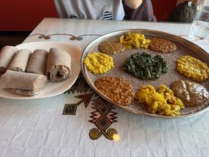 They gave us lots of shiro sheets. Good for filling though I am a keto vegan. 🥺  at Fassil Restaurant in Vancouver