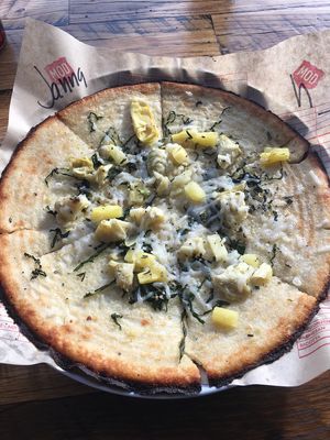 Vegan cheese Gluten Free crust.  Pick your own toppings. Open flame oven.  at Mod Pizza in Fort Collins