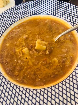 Amazing vegan bean and pasta soup  at LHR - Carluccio's - T5 in West London