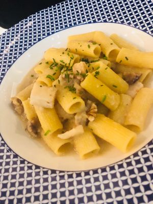 Vegan pasta with walnuts and celeriac  at LHR - Carluccio's - T5 in West London