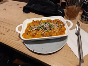 Vegan lasagne at Fabrik Food Factory in Brno