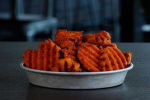 Waffle Cut Sweet Potato Fries at Grub Burger Bar in The Woodlands
