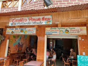 Store front at Carmita's Pancake House Restaurant in Montanita