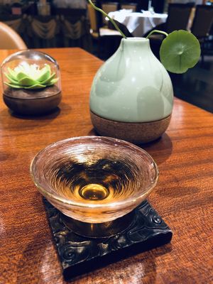 Beautiful way of drinking Chinese tea. Free refill throughout dinner.  at Xing Yuan ZiRan SuShi in Zhuhai