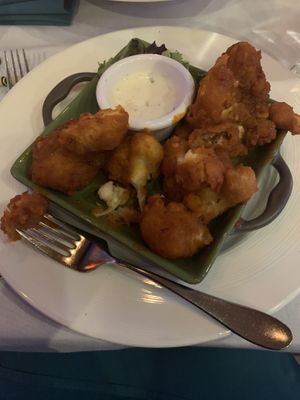Buffalo fried cauliflower with vegan ranch at Skopelos in Pensacola