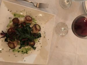 Vegan “scallops” with cauliflower risotto  at Skopelos in Pensacola