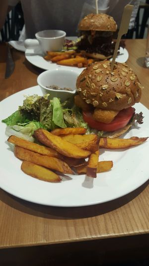 Lunch Special Fish Burger and Vegan Kimchi Cheese Beef Burger w/Sweet Potato at 2DP - 2DecimalPlaces in Kowloon