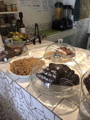 counter with vegan baked goods   at My Mother's Daughters  in Lisbon