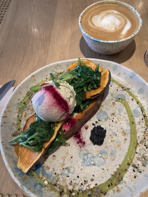 Sweet potato “toast"  at My Mother's Daughters  in Lisbon