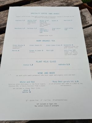 Menu at My Mother's Daughters  in Lisbon
