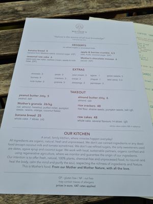 Menu at My Mother's Daughters  in Lisbon