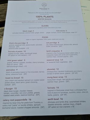 Menu at My Mother's Daughters  in Lisbon