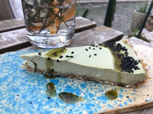 Matcha raw tart (gluten free)  at My Mother's Daughters  in Lisbon
