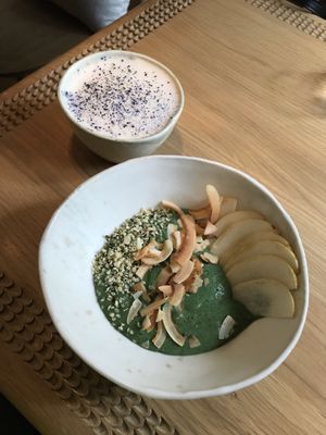 Best thing ever. Green smoothie bowl. Get this  at My Mother's Daughters  in Lisbon