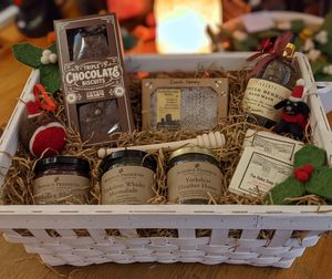 Although we don't make gift hampers up, we have lots of lovely local vegetarian products to go in them! at Wholesome Bee in Settle