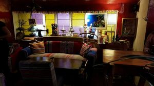 inside seating at Creperia La Boheme in Cusco