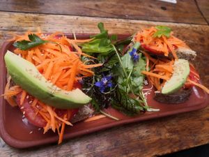 Vegan sandwich at Creperia La Boheme in Cusco