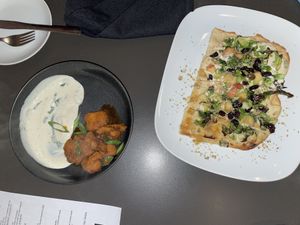 Cauliflower and blue cheese/walnut flat bread  at Leaf in Haddonfield