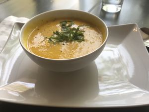 Ginger carrot soup at Leaf in Haddonfield