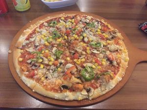 Vegan pizza! at Dr. Pizza in Antalya