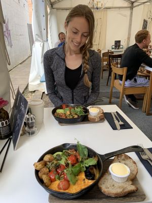 Vegan breakfast with a “snack”😄 at Partisan in York