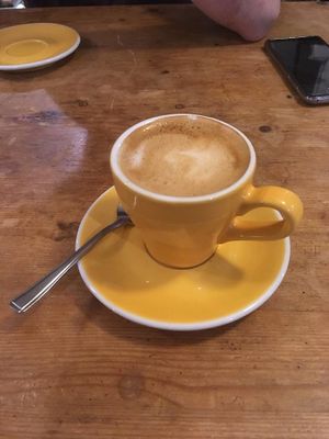 Oat milk flat white at Partisan in York