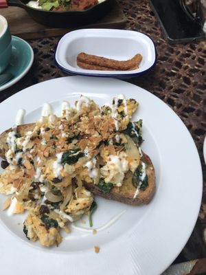 Persian eggs with side of tempeh  at Partisan in York