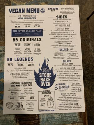 Menu dec 2019 at Basement Browns in Leamington Spa