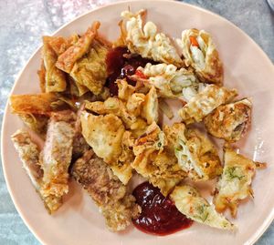 Veggie fritter and Mock meat at Char Ho Fun at Restaurant Kamay in Simpang Ampat