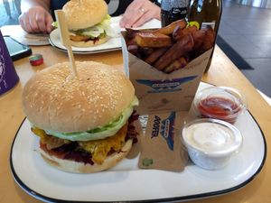 V8 vegan burger and kumara fries at BurgerFuel in Taupo