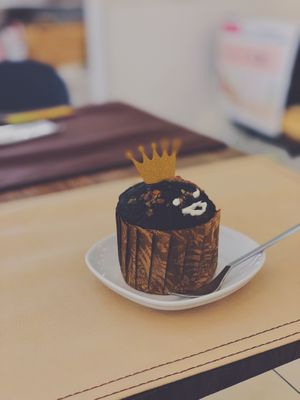 Charcoal muffin at Medaka Natural Kitchen  in Osaka