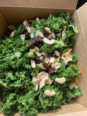Kale salad with avocado, cashews & raisins   at Karma Road Organic Cafe in New Paltz