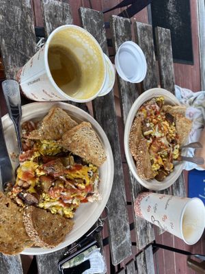 Climbers plate & turmeric latte   at Karma Road Organic Cafe in New Paltz