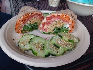 Chickpea salad wrap at Karma Road Organic Cafe in New Paltz