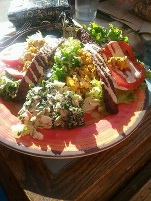 Tempeh bacon & tofu scramble at Karma Road Organic Cafe in New Paltz