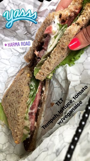 Awesome TLT sandwich.  at Karma Road Organic Cafe in New Paltz