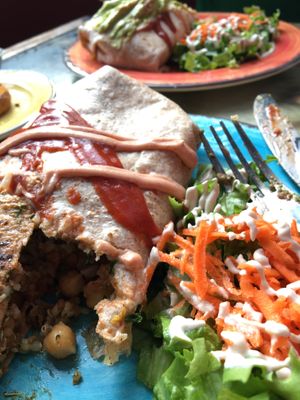 Burrito with pesto at Karma Road Organic Cafe in New Paltz