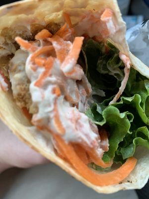 Falafel Wrap on a GF tortilla at Karma Road Organic Cafe in New Paltz