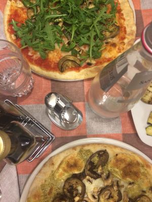 "Più e Più Vegan" pizza
mushrooms, eggplant, vegan cheese, tomato, rocket salad at Pizza Leggera in Pavia