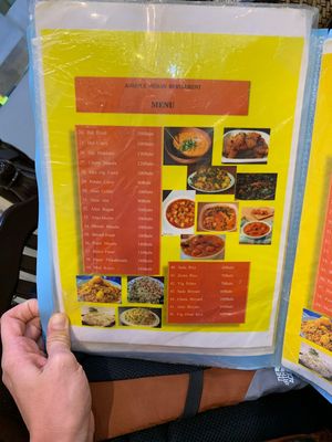 Menu at Anmole in Bangkok