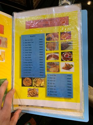 Menu at Anmole in Bangkok