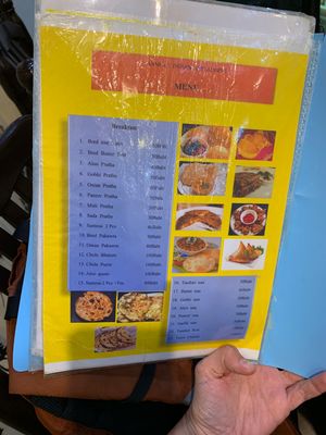 Menu at Anmole in Bangkok