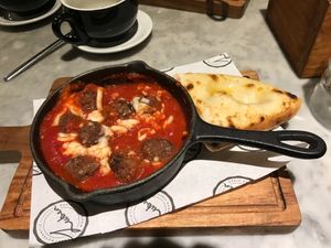 Vegan Meatballs with Garlic Bread at Luben's Pizza in Folkestone