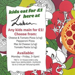 Kids main for £1 offer during January (Veganuary) 2025 at Luben's Pizza in Folkestone