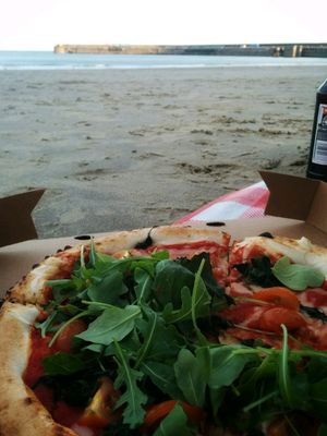 Vegan cheese margarita with added rocket at Luben's Pizza in Folkestone